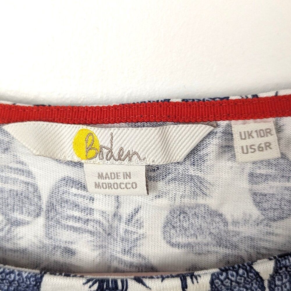 Boden | Navy Pineapple Print Shift Dress Size 6 - Picture 6 of 8